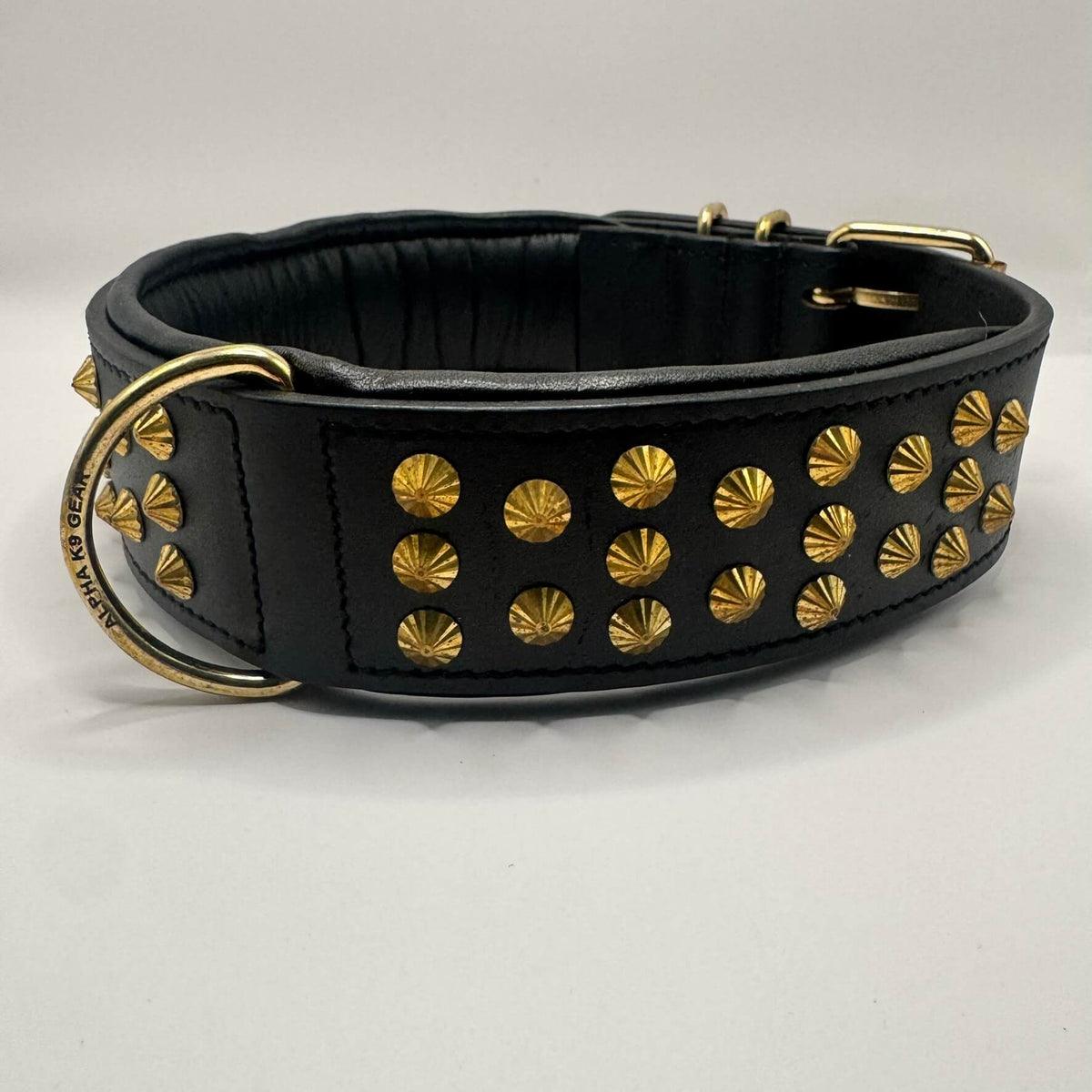 Studded Padded Leather Dog Collar – 4.8 cm Wide