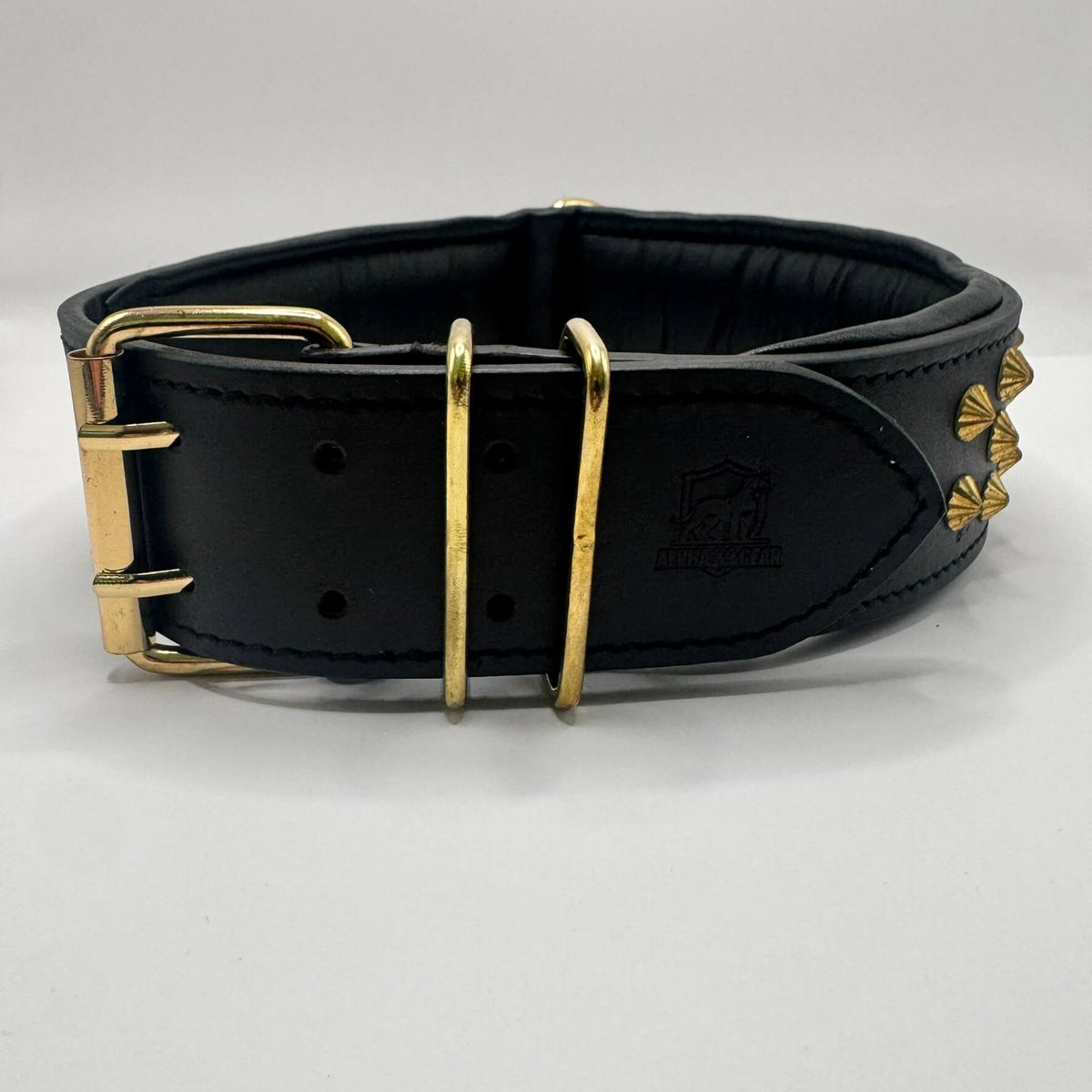 Studded Padded Leather Dog Collar – 4.8 cm Wide